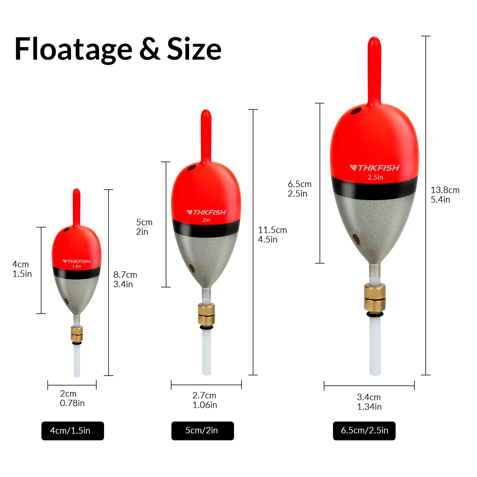 5/1Pcs Fishing Floats Set 2in Slip Bobber Fishing Light Stick Float 2.5in 1.5in Fluctuate Floating Fishings Buoys Accessories