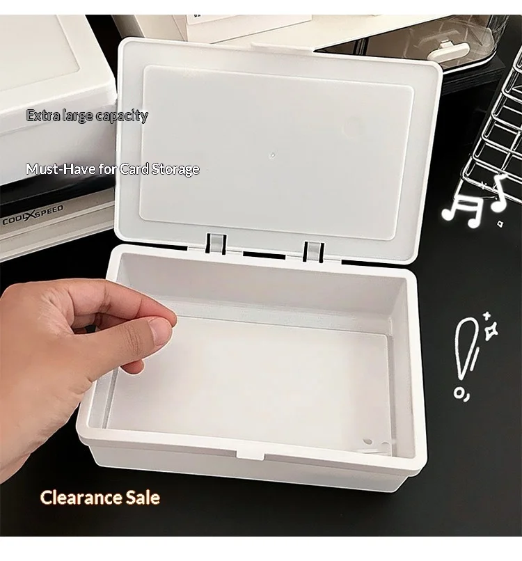 Plastic Flip‑Top Storage Box Dustproof Photocard Holder Desktop Organizer for Photo Cards Stationery Small Items Collection Case