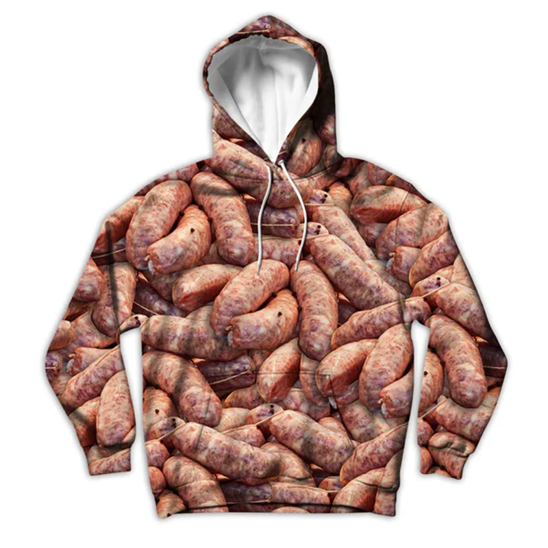 Sweat à capuche imprimé graphique jaune souris pour hommes, manteau à capuche, vêtements pour hommes, saucisse complète, pizza, fromage mignon, nourriture, mode amusante