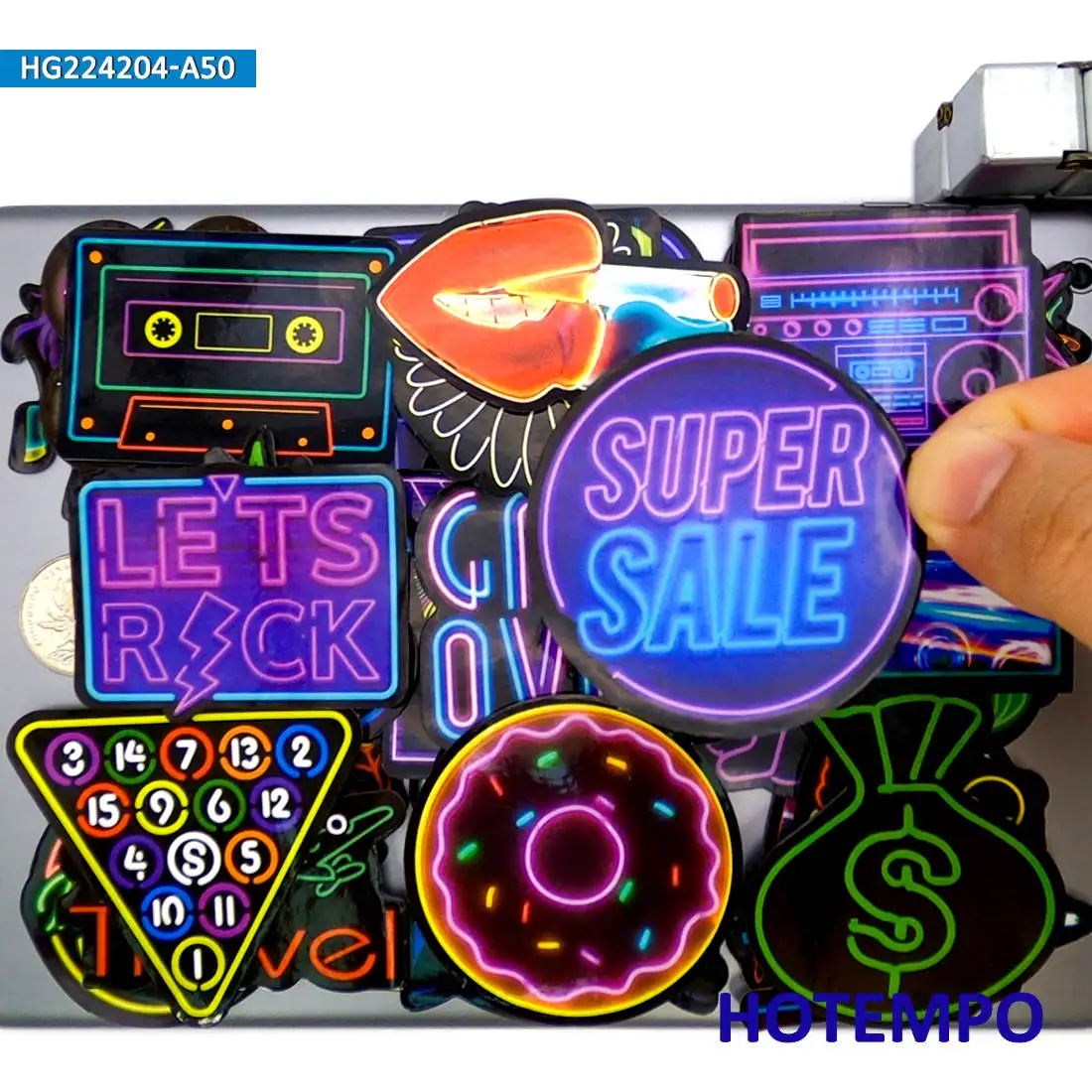

20/30/50PCS Neon Style Stickers Retro Fashion Funny Decals for Scrapbook Bike Car Motorcycle Luggage Guitar Laptop Phone Sticker