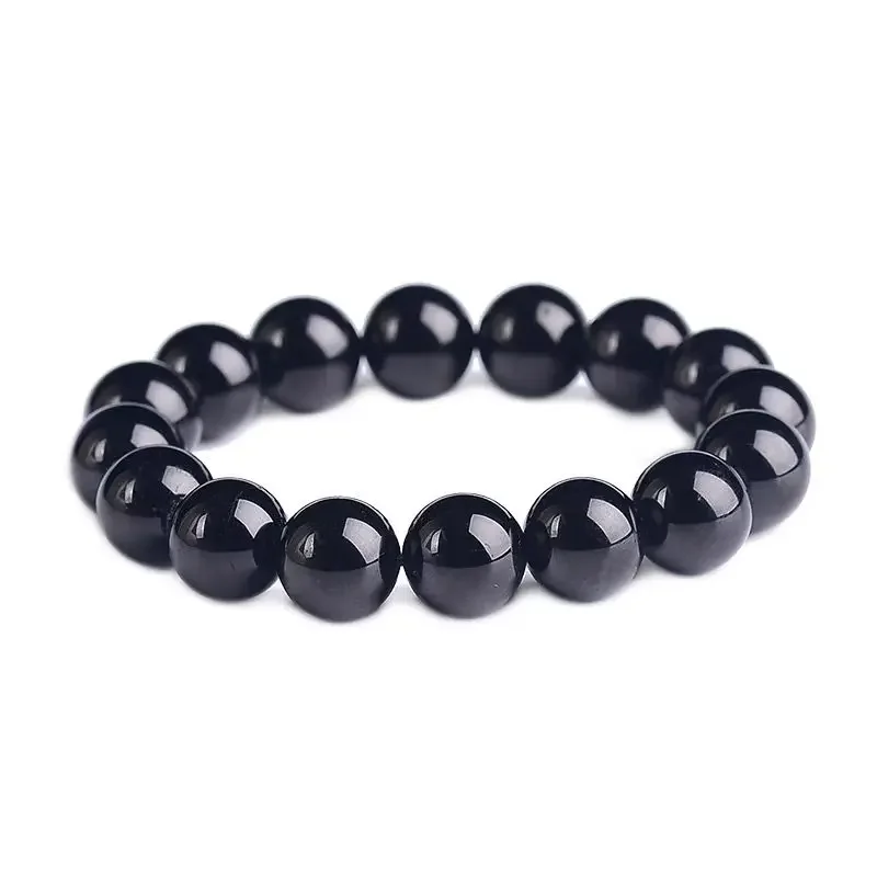 Collectible Grade Black Tourmaline Bracelet Old Tourmaline Black Buddha Beads Single Circle Bracelet for Men and Women Fidelity