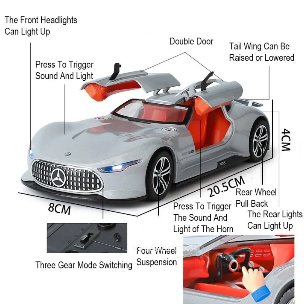 1/24 VISION GT Auto Modello Giocattolo Pressofuso In Lega Auto Sportive Porte Aperta Suono Luce Tirare Indietro Pneumatico di Gomma Giocattoli Regalo Di Compleanno per Il Capretto