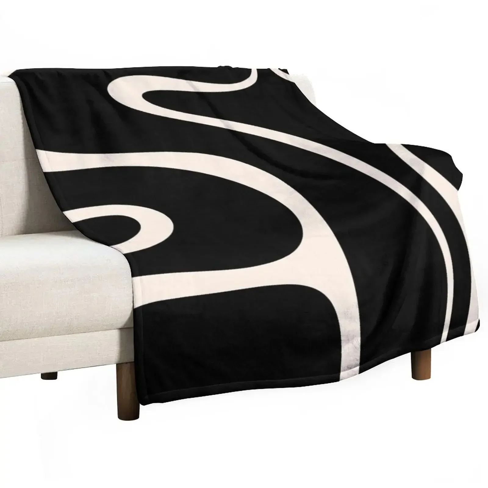 

Copacetic Retro Abstract Black and Almond Cream Throw Blanket Luxury Thicken Nap Warm Blankets