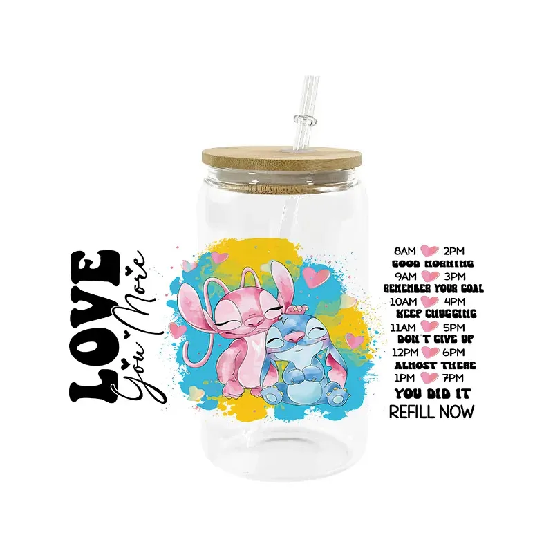 

Cool DIY Custom 3D Cartoon Stitch 16oz DTF Cups Waterproof UV Wrap Transfer Selfadhesive Sticker Personalize Labels Logo
