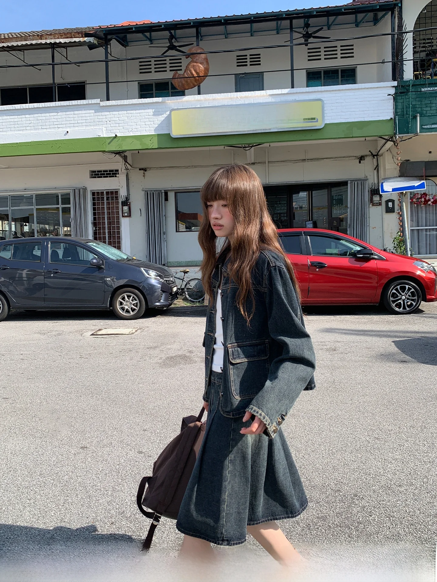 

Винтажный джинсовый комплект: куртка и юбка, женская модная коллекция весна, комплект верхней одежды средней длины с длинными рукавами