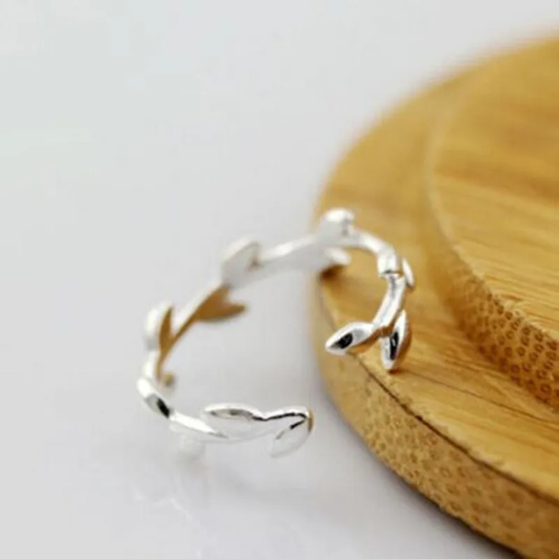 New Simple Aesthetic Tree Branches 925 Sterling Silver Jewelry Leaf Popular Not Allergic Opening Rings    R045