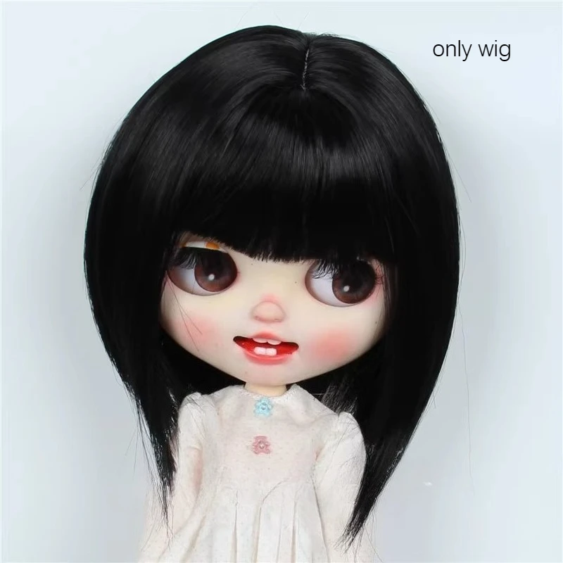 วิกผมตุ๊กตาที่เหมาะกับรอบศีรษะ 25-27.5 ซม. วิกผมสั้นสำหรับตุ๊กตา Blyth พร้อมหน้าม้า ของเล่นแต่งตัวเล่นบทบาทสมมติ อุปกรณ์เสริมตุ๊กตา (ไม่รวมตุ๊กตา)
