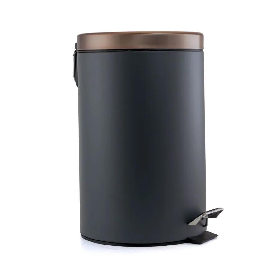 

12 Liter Stylish Grey and Copper Soft Pedal Office Kitchen and Bathroom Trash Bin with Smooth Silent Operation and Elegant Desi