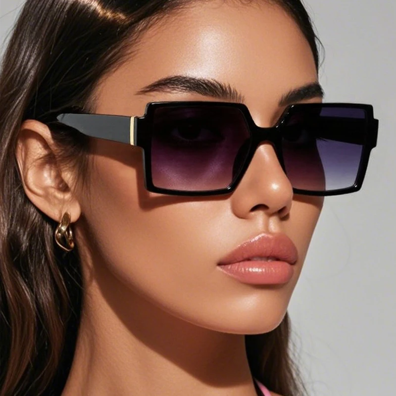 Schutzbrille 1/2 Stück Vintage Großer Rahmen Quadratische Sonnenbrille Damen Übergroße Sonnenbrille Mode Bunte Farbverlaufsbrille