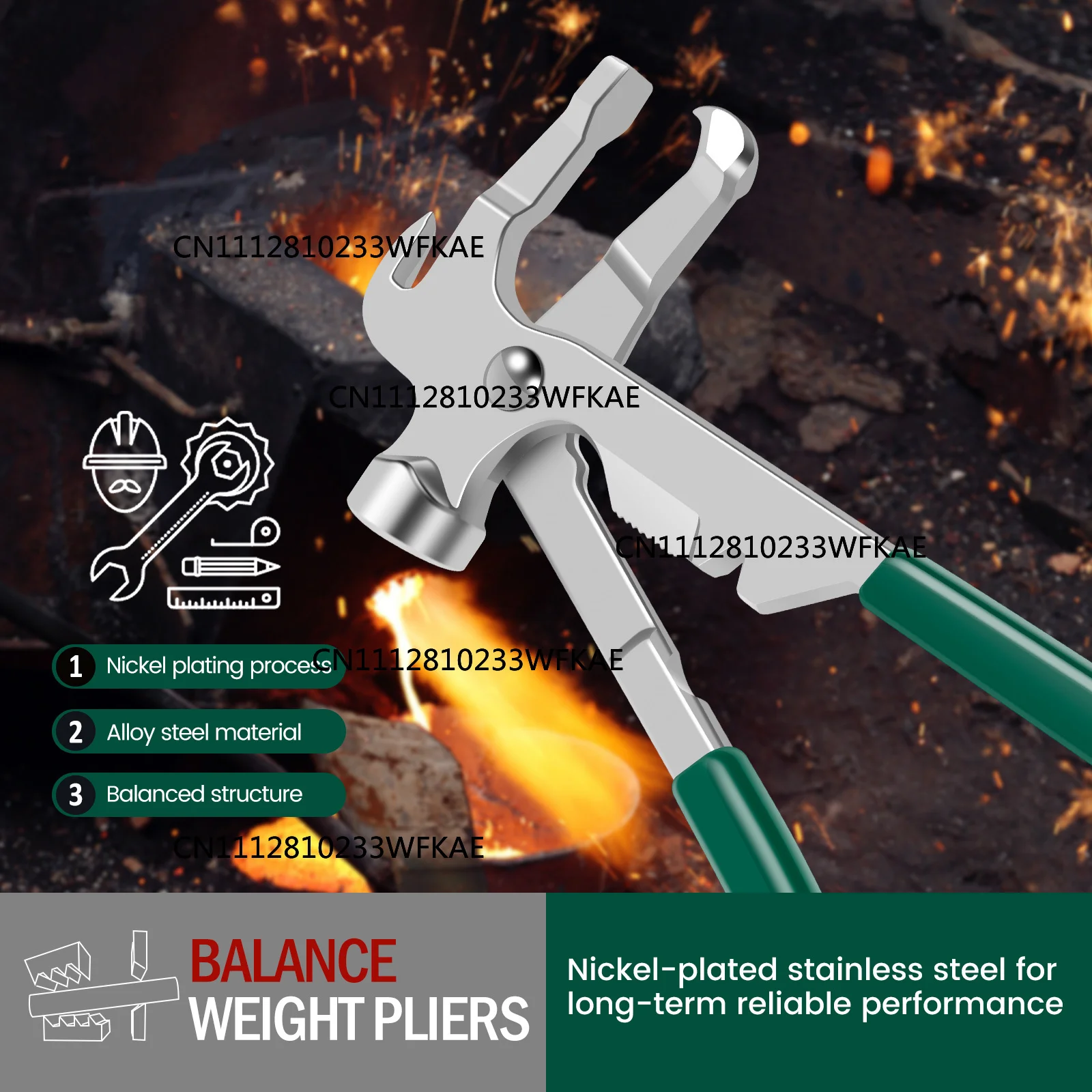 Alloy Steel Wheel Weight Pliers Multifunctional Heavy Duty Wheel Balancing Weight Pliers Rust Resistant Tire Weight Pliers