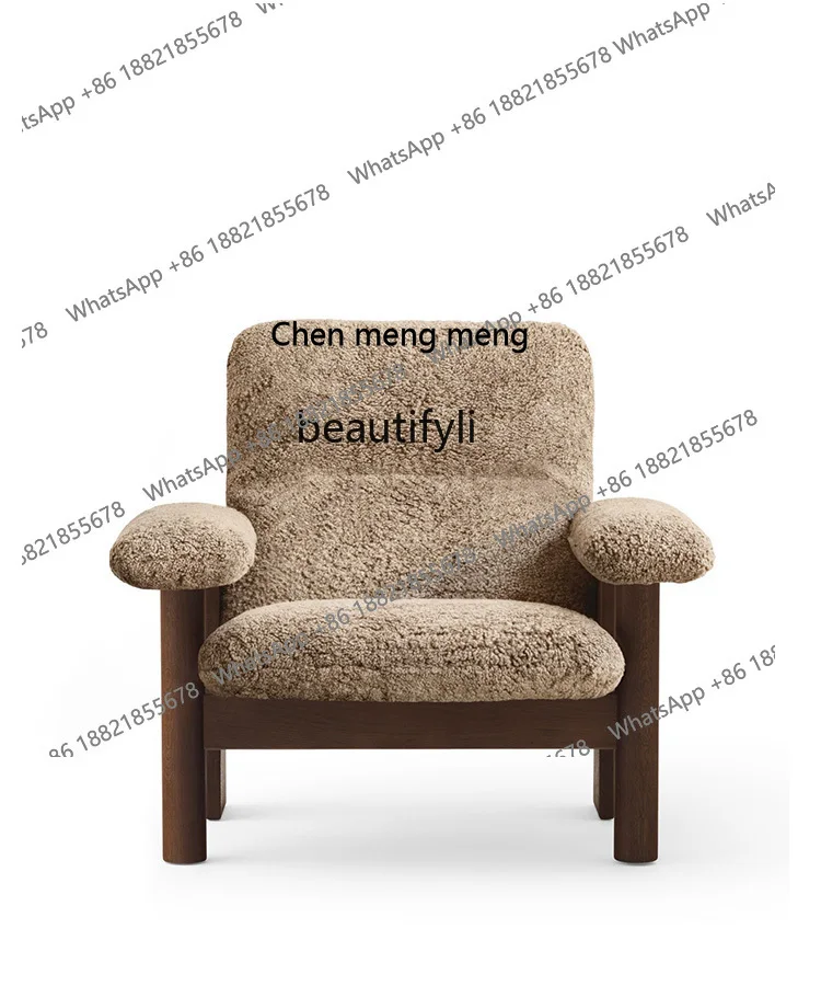 

Leisure Couch Single Solid Wood Fabric Nordic Home Silent Style Wingback Chair