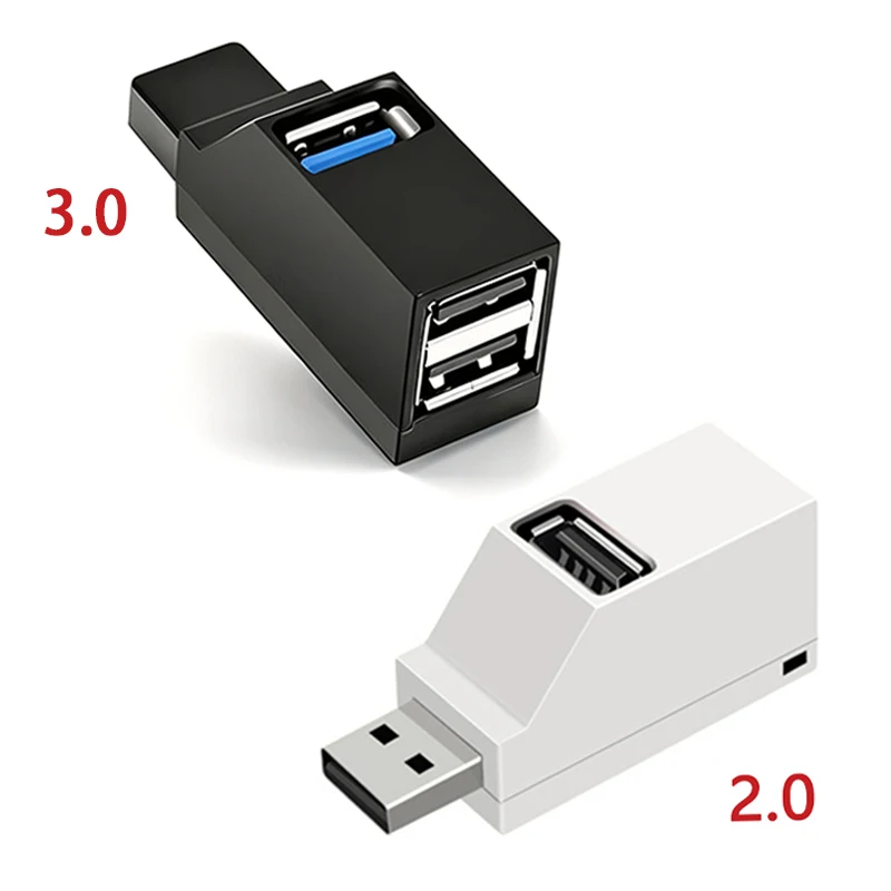 3 Port USB Hub Mini Splitter Adapter USB 3.0 / 2.0 High Speed for PC Laptop U Disk Card Reader
