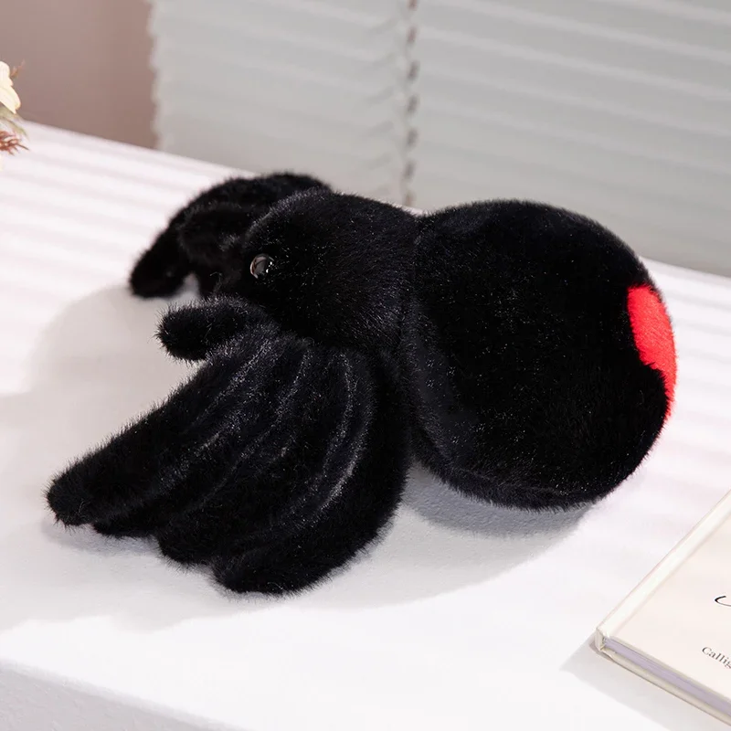 Simulazione animali realistico ragno nero peluche morbido peluche cartone animato piccolo ragno peluche bambola per bambini regalo di natale