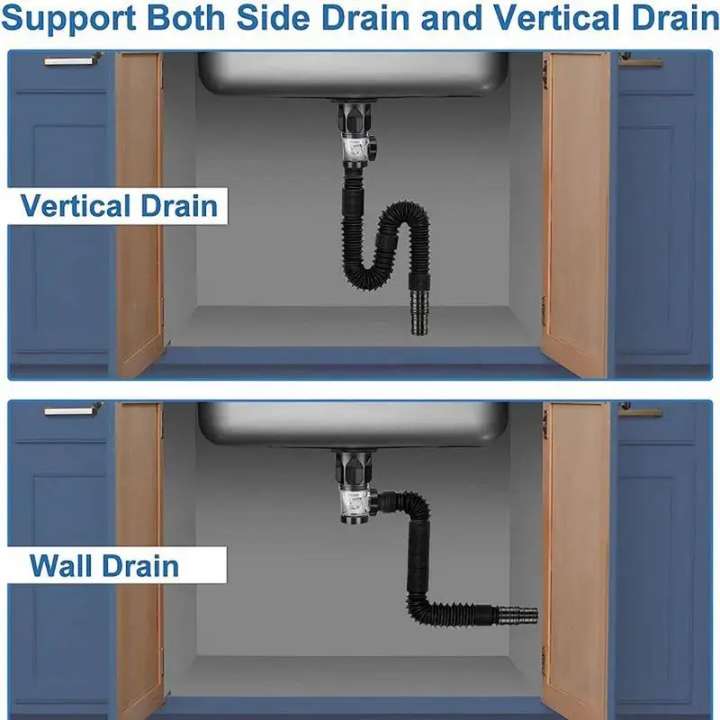 Tubo de drenaje Flexible para fregadero, tubería de alcantarillado Universal, manguera de trampa P, instalación de lavabo para baño, accesorios de cocina