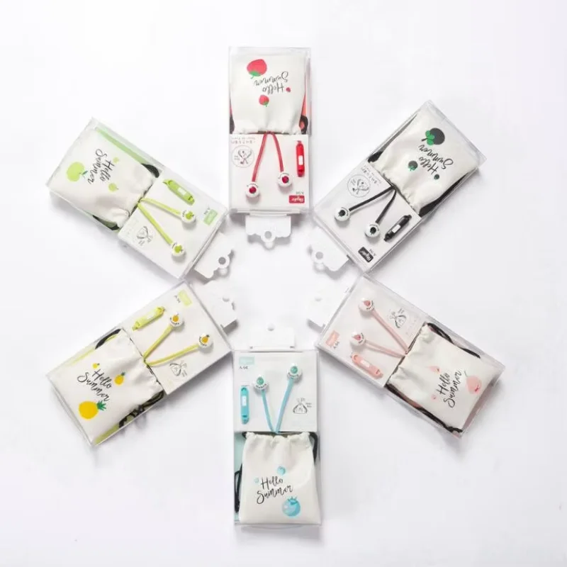 Cartoon Fruit Headset 3.5mm In-Ear Cute Girl Earplugs With Storage Bag Children Gift Headset for Xiaomi Huawei Iphone Samsung