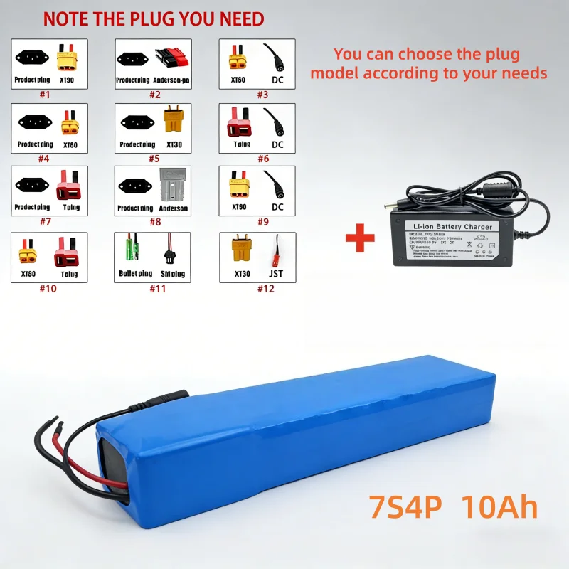 

Li-ion Battery Pack 24V 10000mAh 7S4P, 15A BMS Included + 29.4V 2A Charger, Ideal for Solar Storage Speaker System Robotics