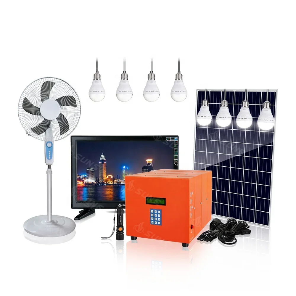 Factory Price 60W 80W 100W Portable Solar Energy System Kit DC 12V 60Ah PWM Controller Solar Generators Home Light System