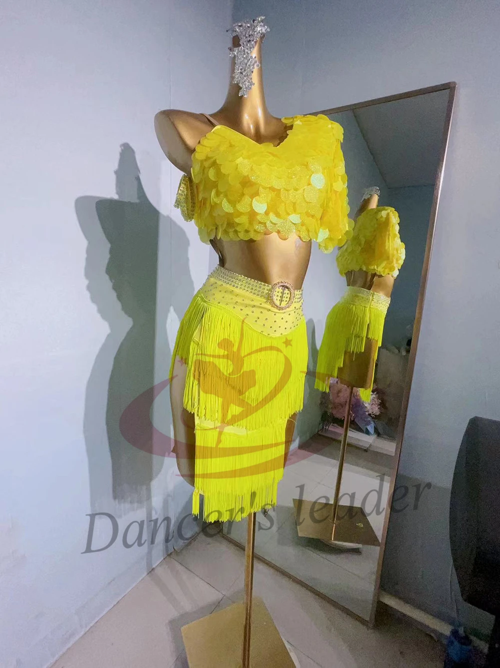 ชุดเต้นลาติน AB Stone สำหรับผู้หญิง ผู้ใหญ่ และเด็ก ชุดประดับเลื่อมระยิบระยับ งานสั่งทำพิเศษ พร้อมพู่ห้อยและดอกไม้ สำหรับการแสดงซัมบ้า