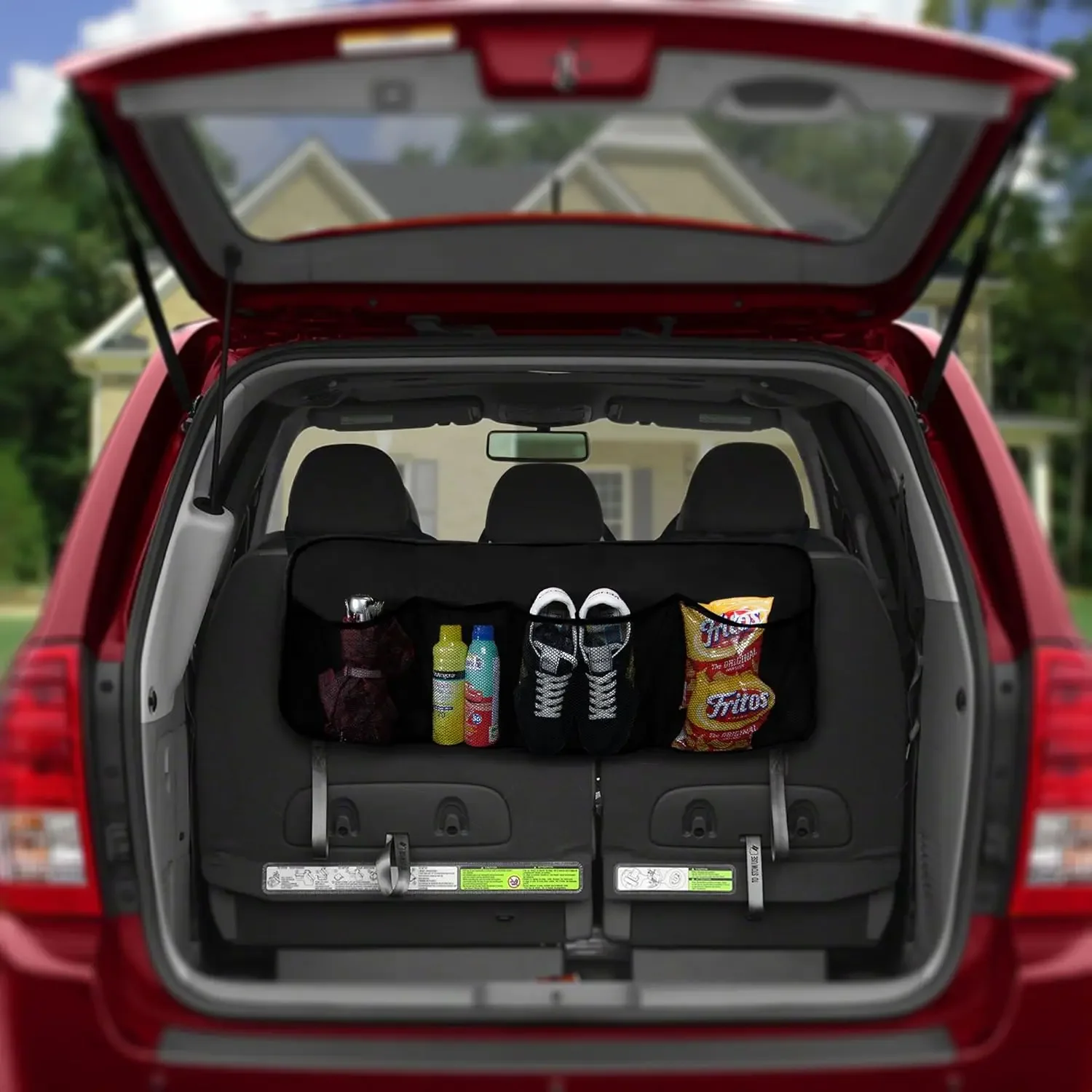 منظم صندوق السفر متعدد الجيوب، (أسود) مناسب عالميًا، مقاوم للماء بسعة كبيرة لتنظيم السيارة في المقعد الخلفي