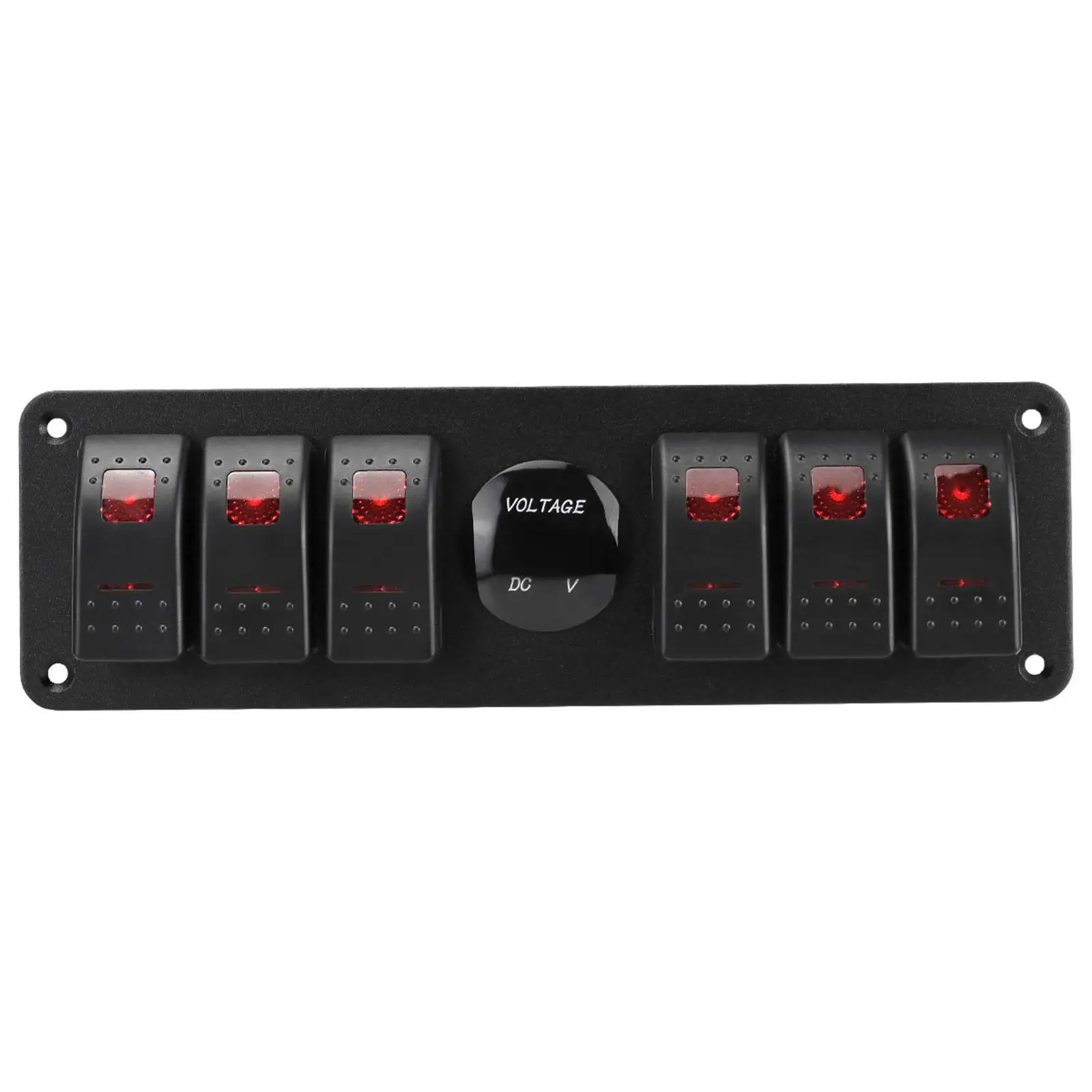 Multifunctional Rocker Switch Panel 6 Way Pre Wired Voltage Display for Boats Vehicles Rvs Practical