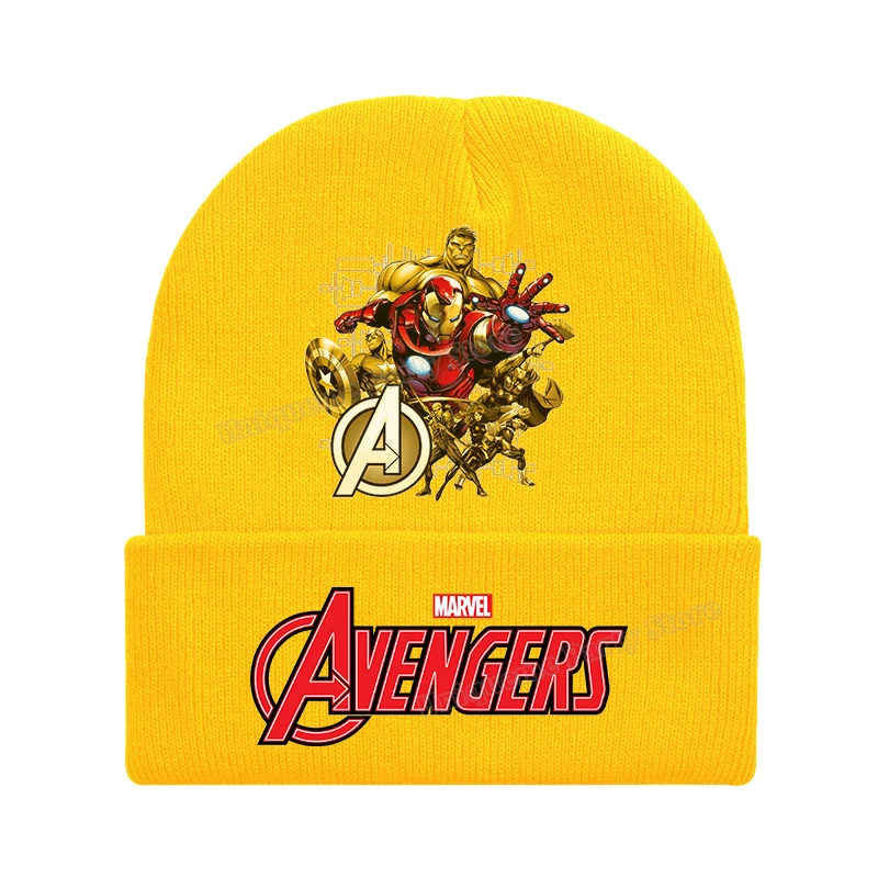 Avengers Children Beanie Captain America Thunder Knitted Hat  Anime Hulk Iron Man Skull Cap Boys Beanies Winter Warm Bonnet Cap