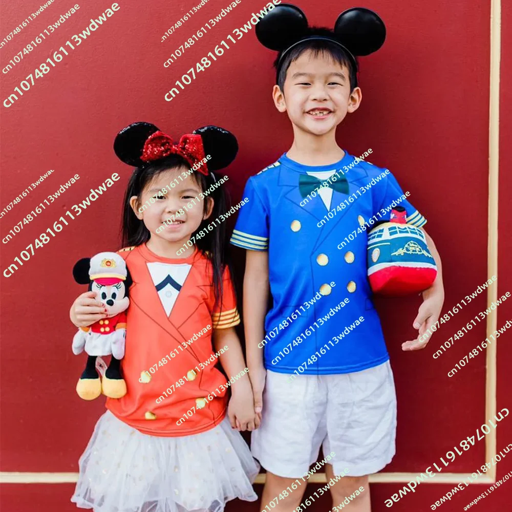Cruise Captain Youth T-Shirt Amusement park Children Dress up Nautical Costume 3D Print Breathable Holidays Kids Cute Tops Tees