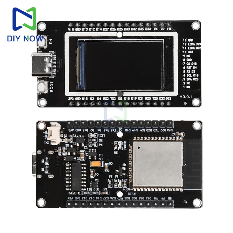 ESP32 1.14 pouces écran LCD Wi-Fi Bluetooth carte de développement intégré ESP32-32 module type-c port soudé broches en-têtes