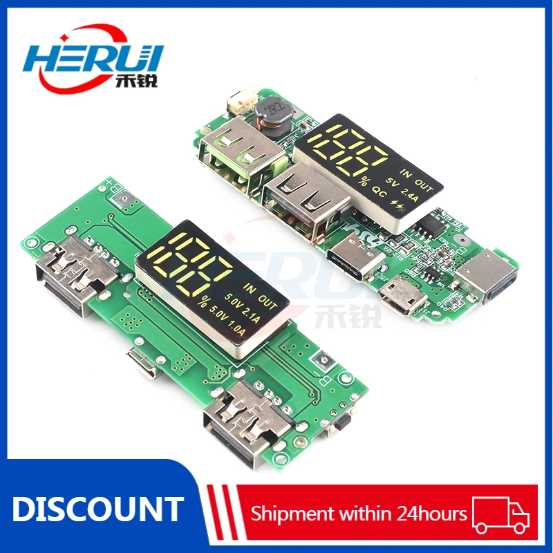 

2.4A Fast charging 2.1A Dual charging bank modules USB mobile power board 18650 lithium battery boost 5V