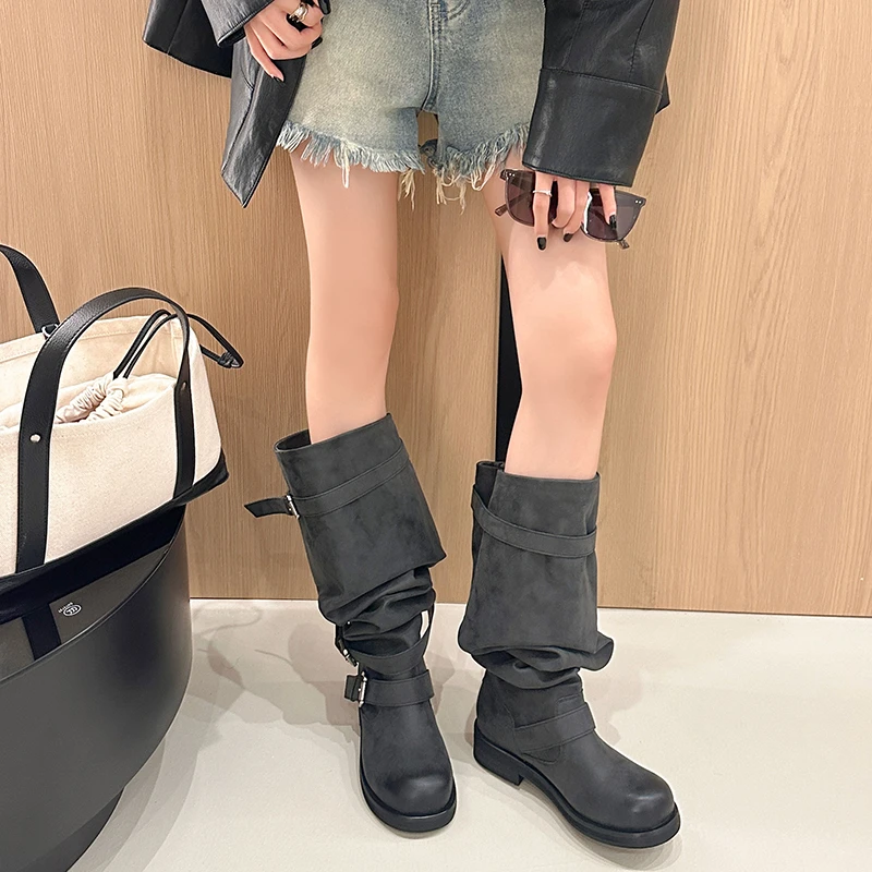 YUYIN New Design Round Toe Wom - High Knee Heel Boots 评论和价格