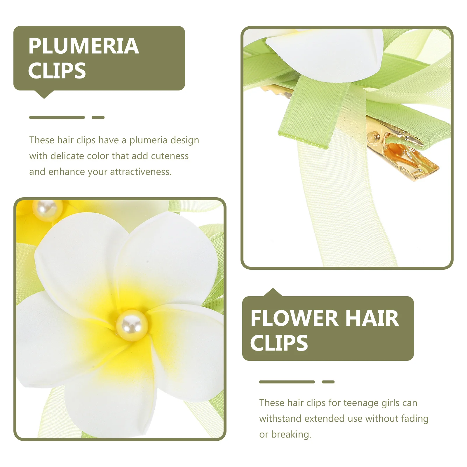 

2Pcs Plumeria Hair Clips Small Cute Flower Clips for Girls Kids Hair Accessories Hawaiian Style Hairpins Kawaii Hairpin