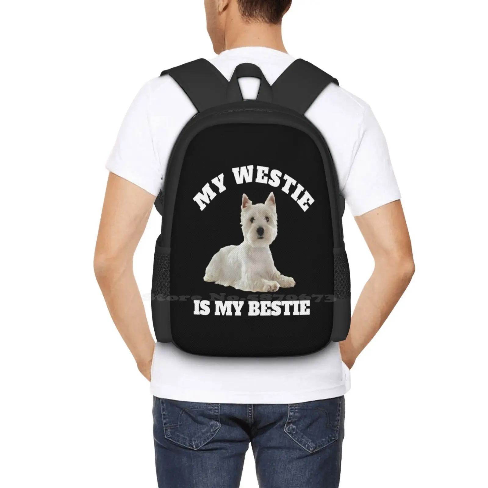 My Westie Is My Bestie-A Cute West Highland Terrier Design Hot Sale Backpack Fashion Bags Westie Bestie Best Friend Terrier