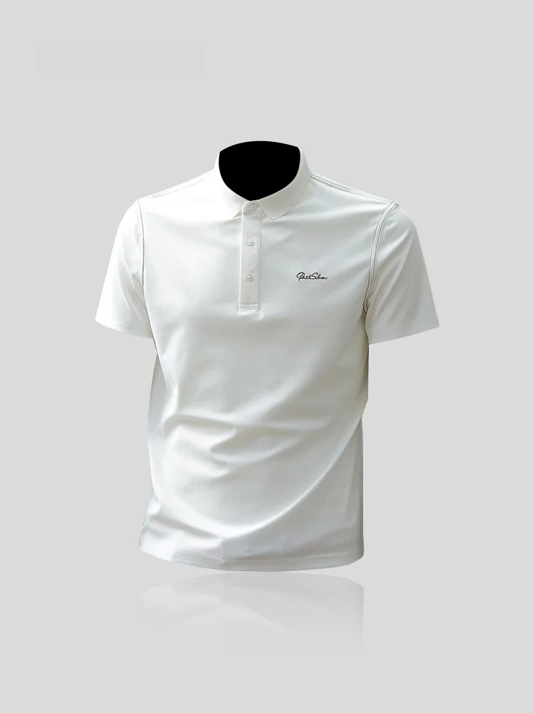 

I.T Men's Short Sleeve Embroidered Letter Shirt Slim Fit Summer Fashion Sun Protection Clothing Versatile T-Shirt