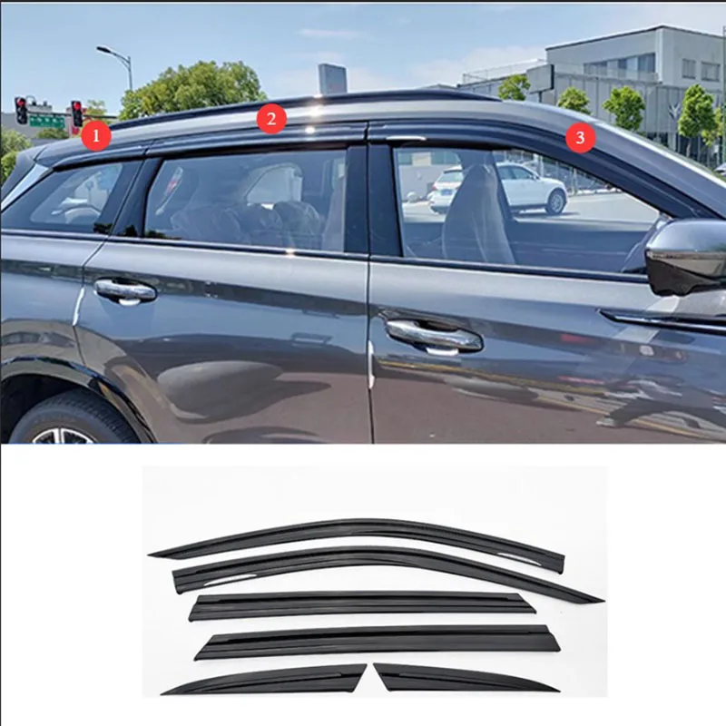 

Автомобильные аксессуары, подходят для Changan CS75 Plus 2019-2024ABS, черный водонепроницаемый козырек на дверь, окно, вентиляционные шторы, защита от солнца и дождя
