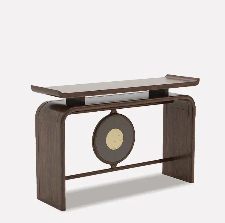 JJJJNew Chinese-style Entrance Table Ebony Wood Strip Case Living Room Entrance Door Against The Wall Entrance Table
