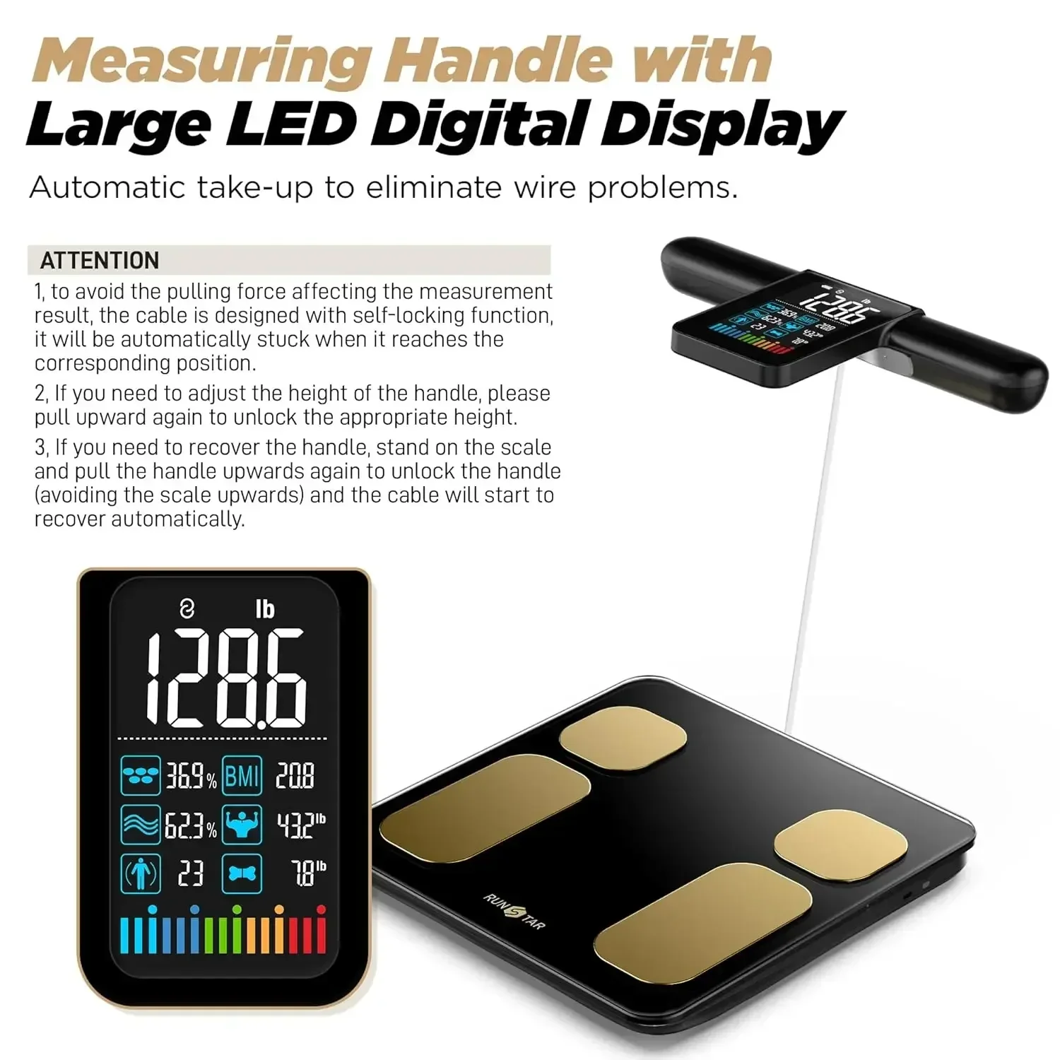 Scale for Body Weight and Fat Percentage, 8 Electrodes High Precision Digital Scale for BMI 20 Body Composition Measurement,