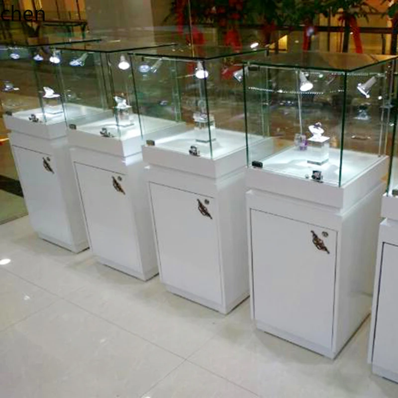 YFY  Wooden Product Display Stand Exhibition Hall Sample Glass Cabinet Display