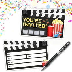 12Pcs/set Creative Hollywood Cinema Festival Theme Invitations Cards with Envelope for Movie Night Birthday Party Decoration