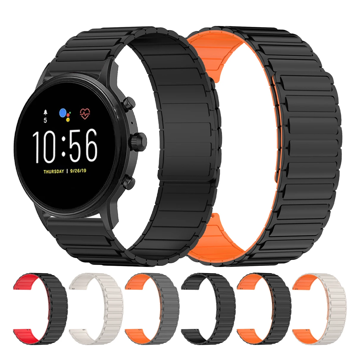 Correa de bucle magnético para Fossil GEN 6 5 5E 44mm/banda para GEN 5 LTE 45mm/Gen 5 Carlyle HR/Gen 4 Explorist correa de silicona de 22mm