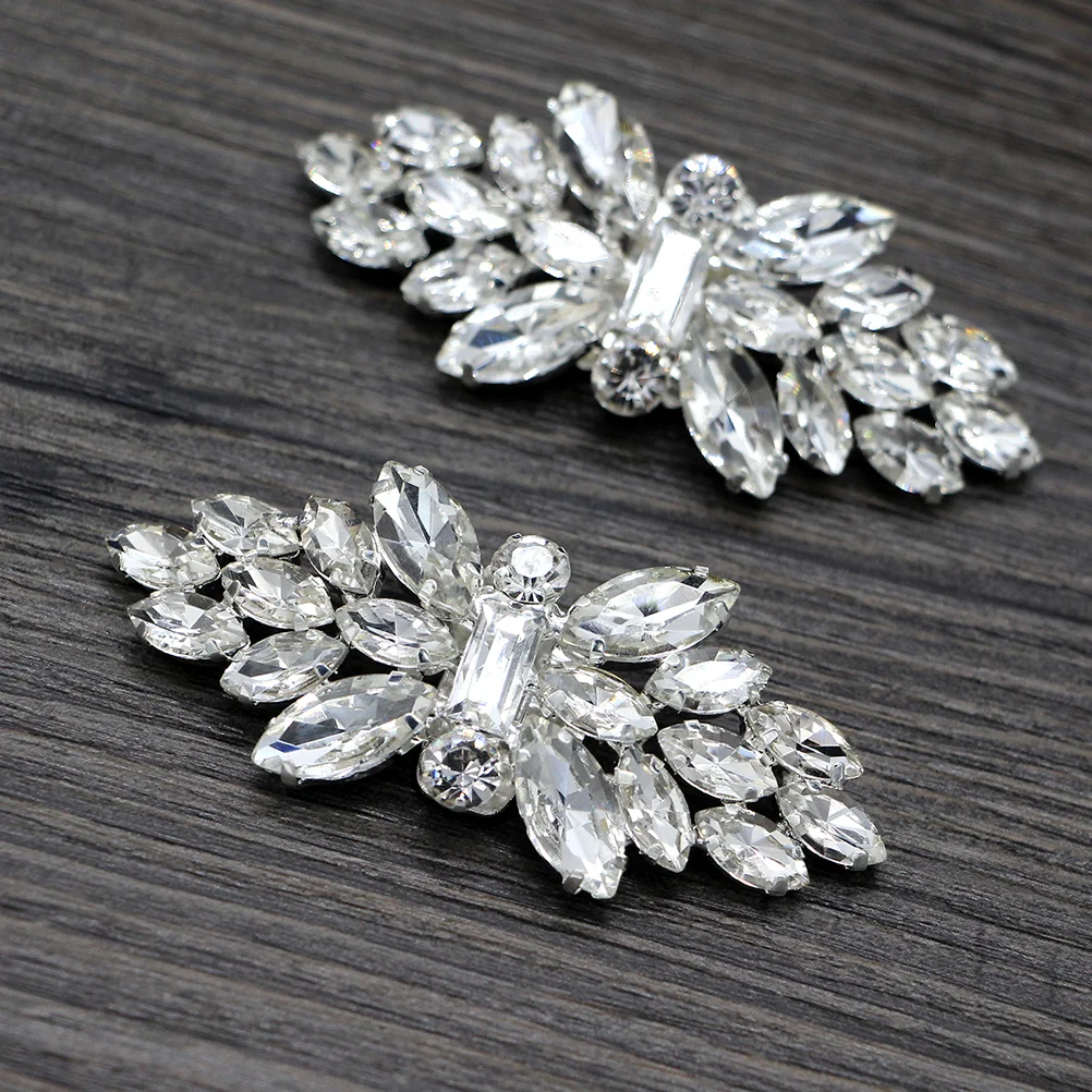 Fashion Crystal Shoe Buckle Rhinestone Shoe Clip Silver DIY Shoe Decor Accessories for Wedding Bride Women