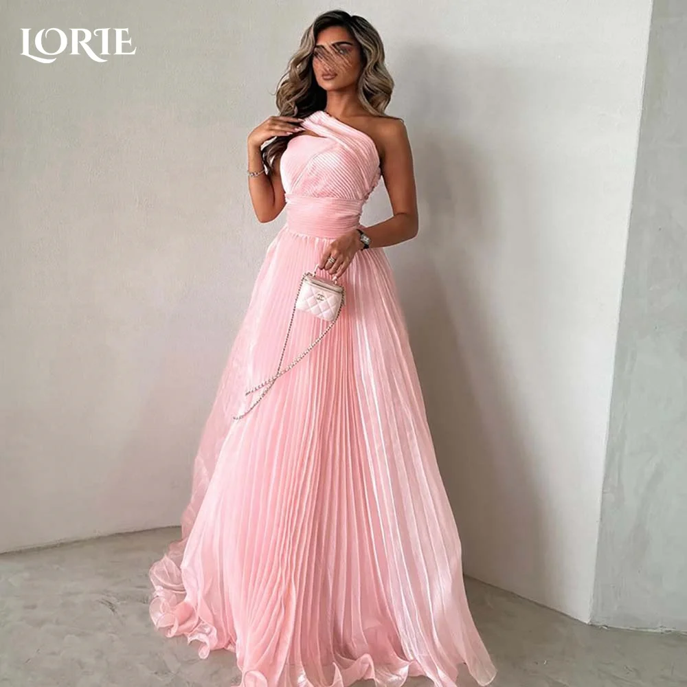 LORIE Pink Formal Evening Dress Ruffled Party Dresses Elegant Prom Dress One Shoulder Princess Ball Gown Party Gowns Customized