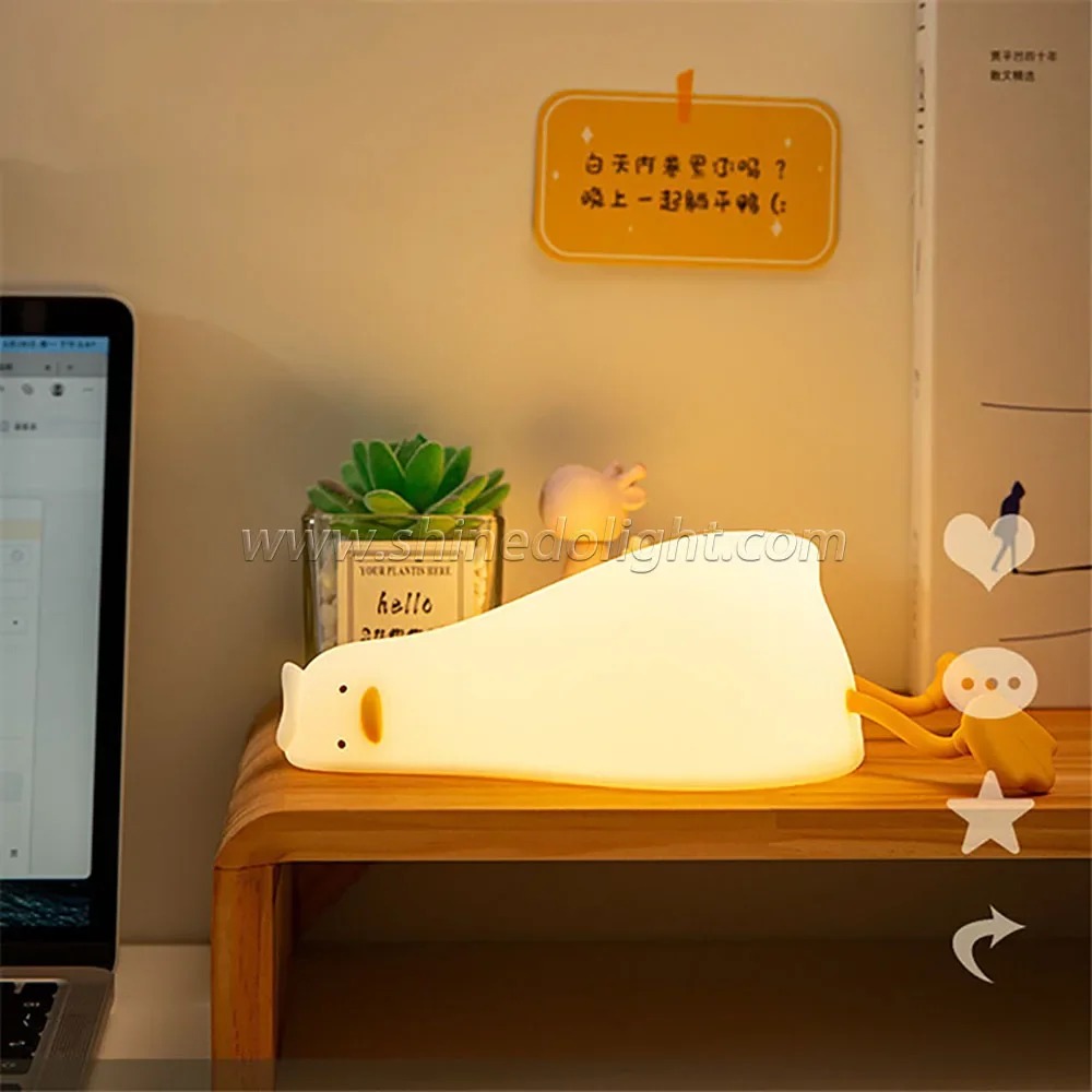 LED USB ชาร์จ 7 สี Dimming Touch การ์ตูนน่ารักตกแต่งห้องนอนซิลิโคนโคมไฟตั้งโต๊ะพีช Night Light