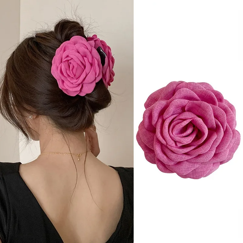 Neue Rose Haar Krallen Vintage Mode bunte Blume Haars pange einfache Frauen Haarschmuck für Frauen Hai Haarnadel Kopf bedeckung