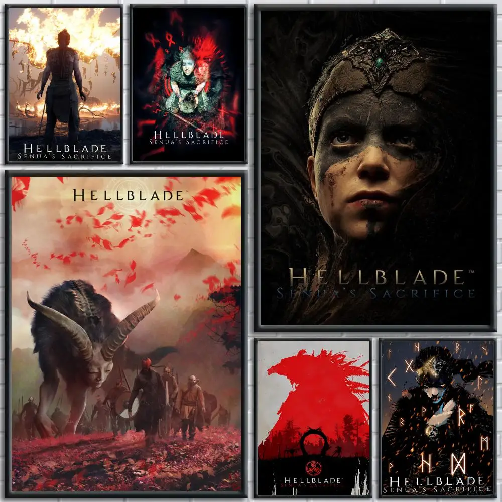 Juego de aventuras H-Hellblade, pintura, caligrafía, póster moderno en lienzo, arte de pared, decoración estética para habitación, dormitorio, cafetería, regalo