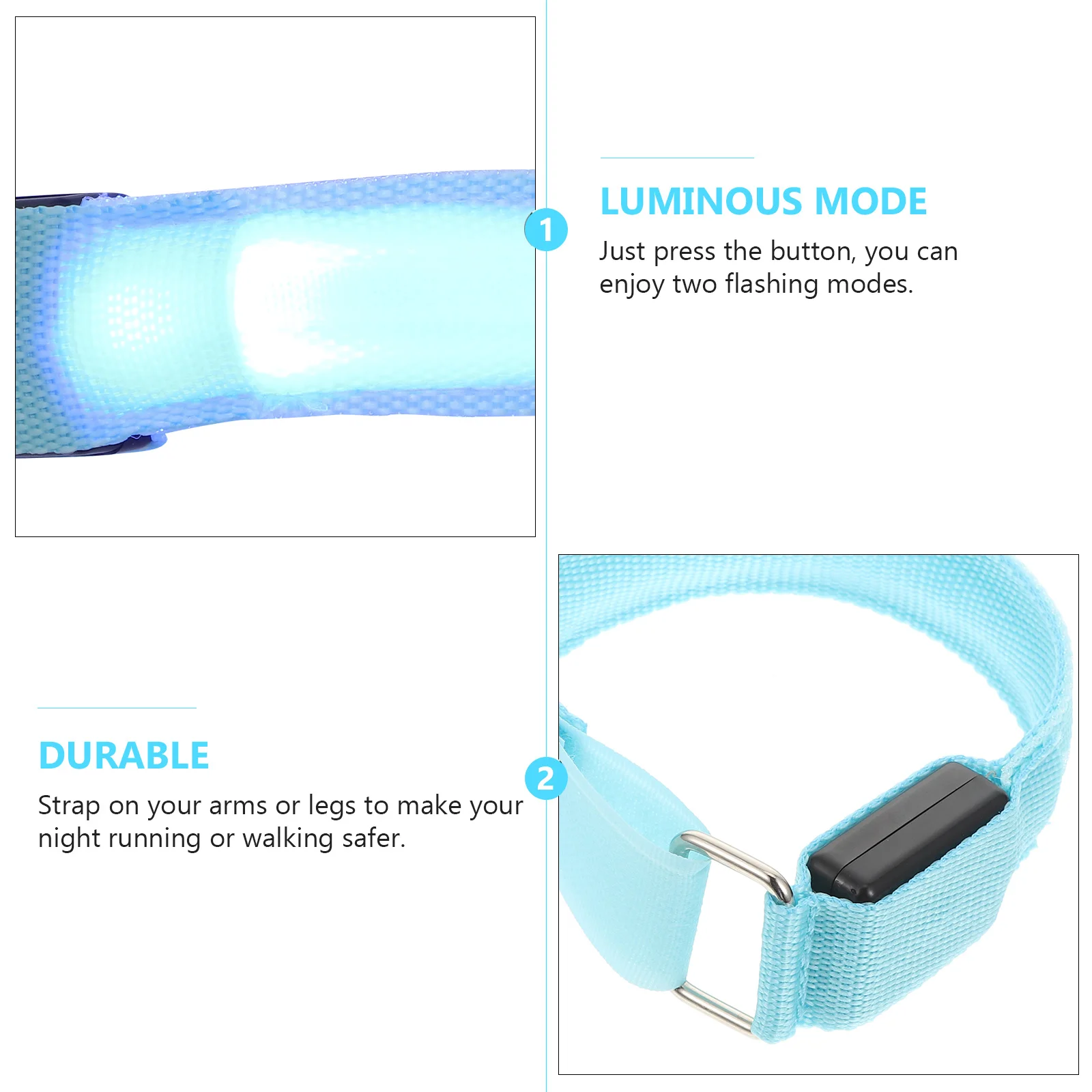 2 Pcs Glow Bracelet Arm Signal Light Safety Armband LED at Night Running Straps Luminous Blue Sports Armlet