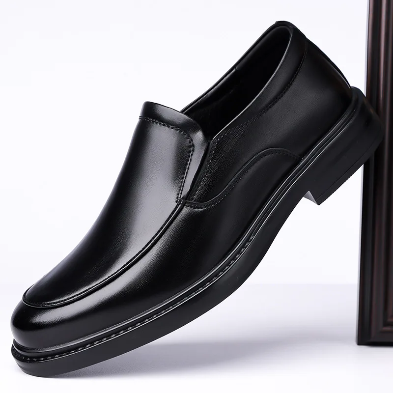 

2025 Spring Autumn New Fashion Men's Leather Shoes Solid Color Slip-on Business Formal Casual Designer Shoes for Men