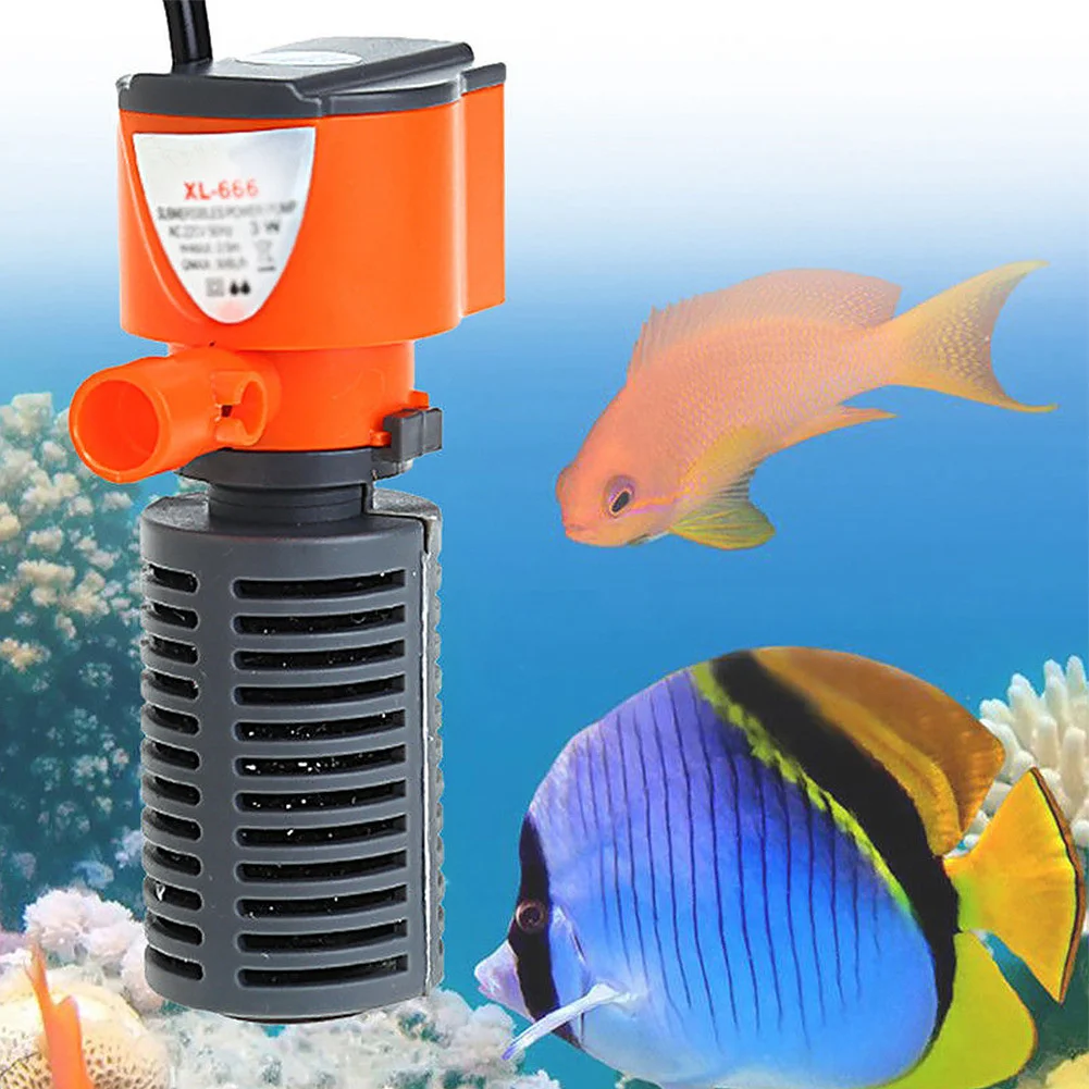 

3w Mini Aquarium Internal Filter 3-in-1 Submersible Pump Filter Oxygen Circulation For Fish Turtle Tank Aquatic Pet Supplies