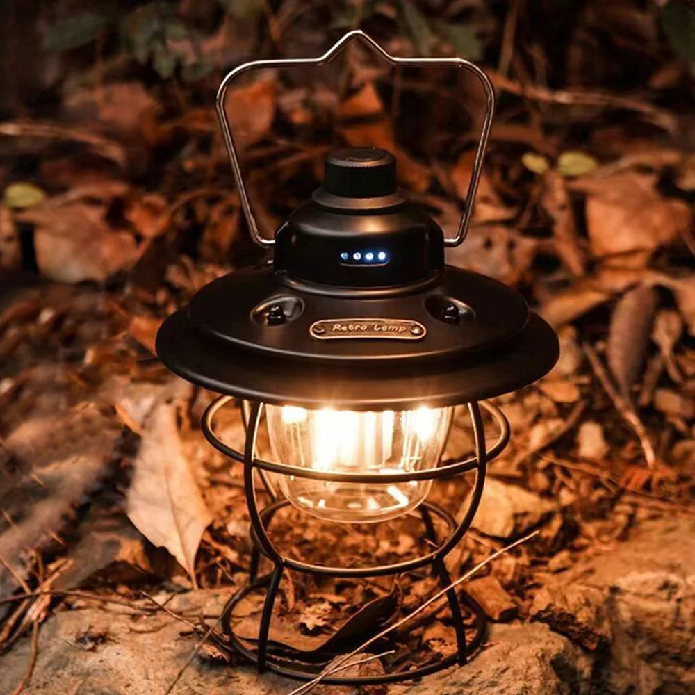 Lampe de cheval LED aste vintage, lumière ambiante, lumière de tente de camping en plein air, éclairage de confrontation