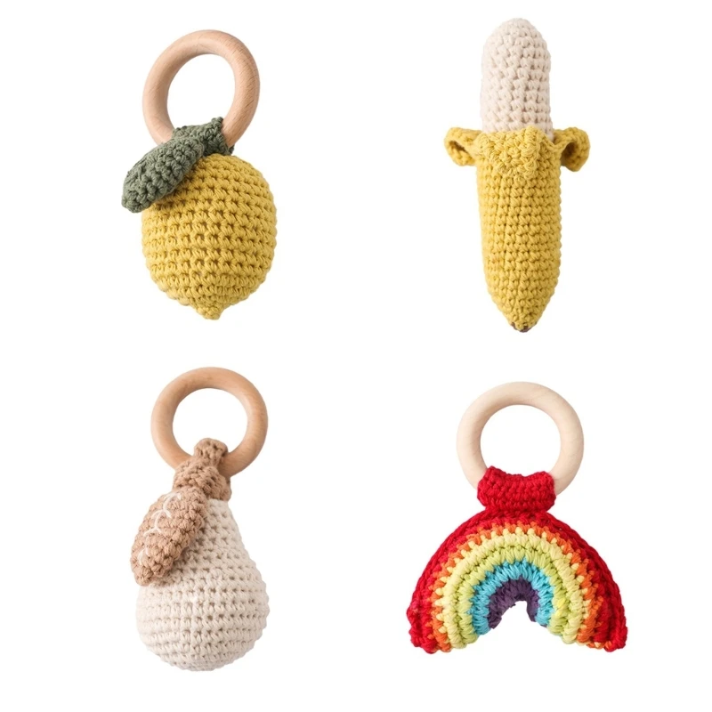 

Colorful Handmade Fruit Rattle Handheld Fruit Rattle for Children Soft Crochet Appease Sleeping Toy Gift for Children