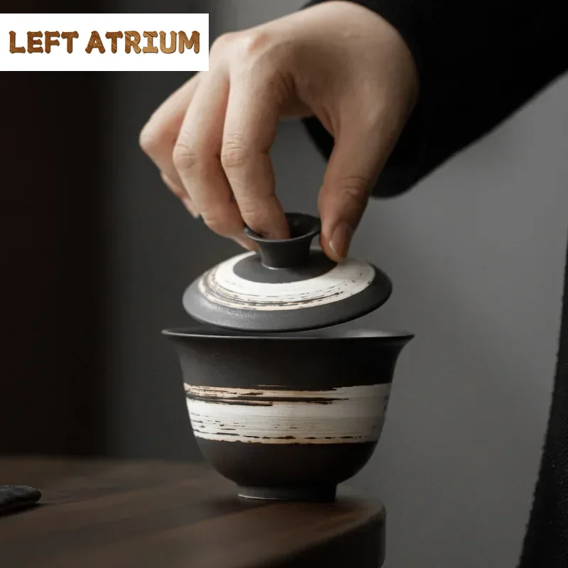 

Kung Fu Tea Teaware Gaiwan Large Capacity Tea Making Device Stoneware Retro Ceramic Tea Bowl Gaiwan