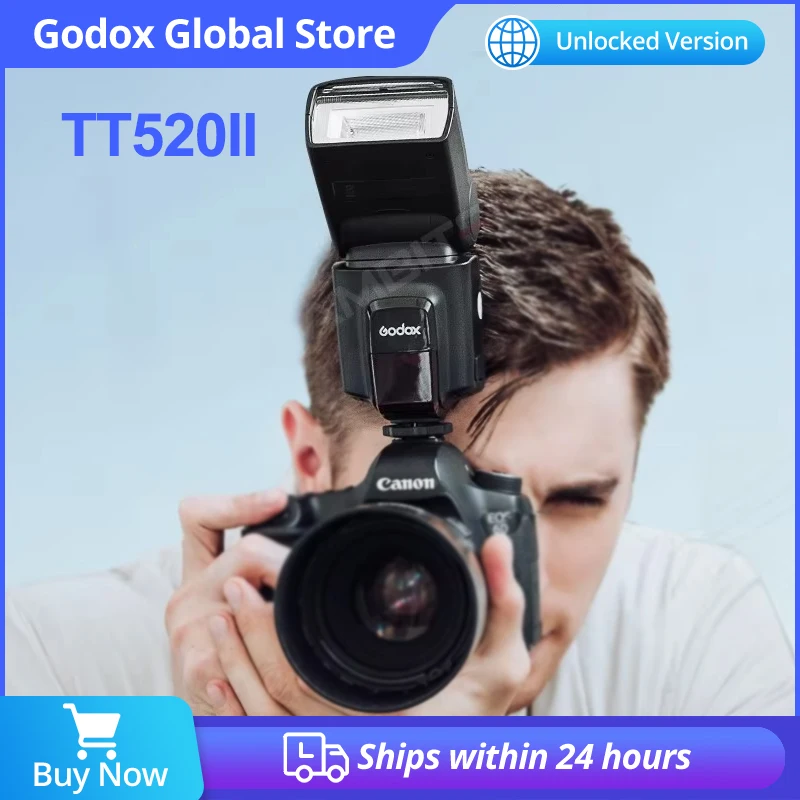 

Вспышка Godox Thinklite TT520II со встроенным беспроводным сигналом 433 МГц для камер Canon, Nikon, Pentax, Sony, Fuji, Olympus DSLR